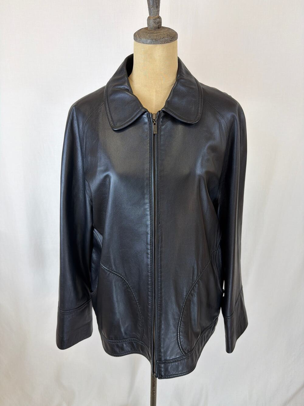 Vintage 80's 90's Parfait Italy Black Leather Jacket XLarge #0571